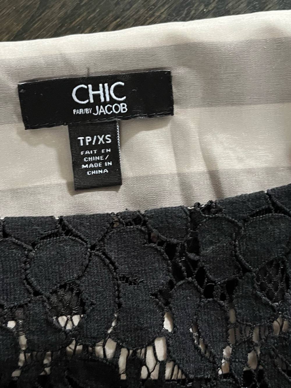 Chic By Jacob Black Lace Sleeveless Cotton Blend Striped Mini Dress Size XS - Picture 4 of 8